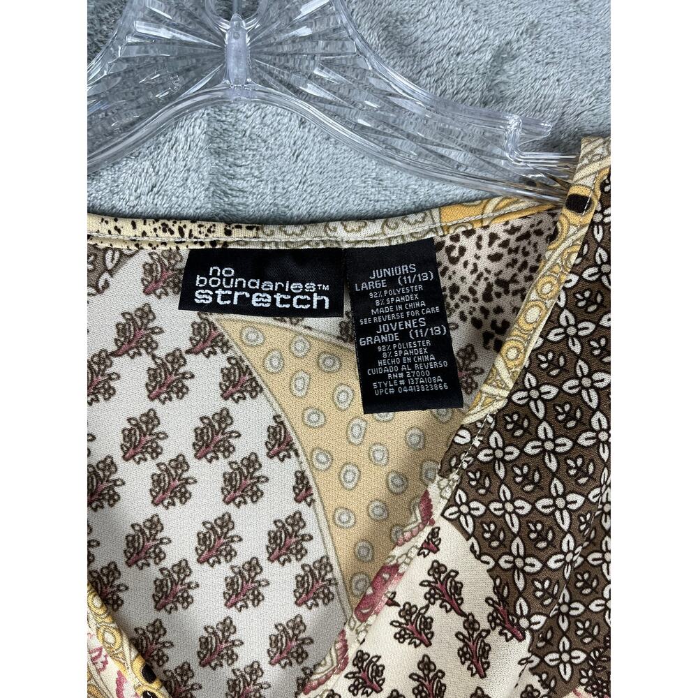 Vintage Y2K Brown Mixed Print‎ Pattern Top Large No Boundaries Fairy Cyber 2000s - Picture 10 of 14
